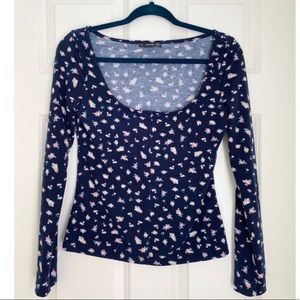 Floral square neck top